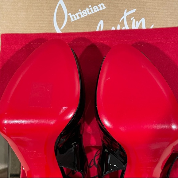 🚫sold on 3b@y🚫Christian Louboutin Hot Chick Alta 120 Patent Slingback Pumps 38.5 - Picture 9 of 15